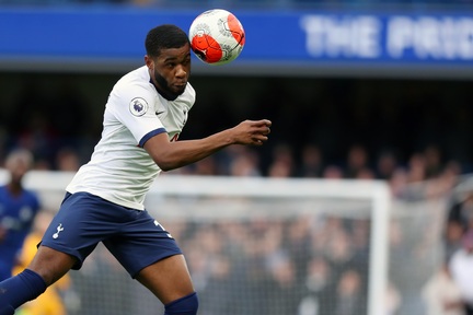 22 February 2020: Japhet Tanganga of Tottenham Hotspur heads ball in 2019/2020 Premier League game with Chelsea. Credit: Stefan Constantine 22/ Shutterstock.