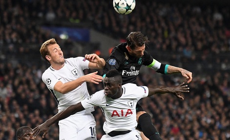 Harry Kane, Davinson Sanchez & Sergio Ramos in UEFA Champions League:  Tottenham Hotspur Vs Real Madrid (London 2017). Credit: Cosmin Iftode/ Shutterstock