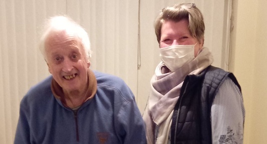 Pictured is Emma Gorton, community support worker for Belong at Home, with Stephen.
