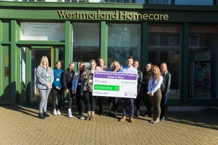 Staff at Westmorland Homecare Poulton, Fylde and Wyre, who are delighted with their 'outstanding' rating. Credit: Westmorland Homecare.