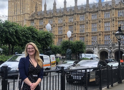 Chevonne Baker, home care worker for Right at Home, outside the House of Commons