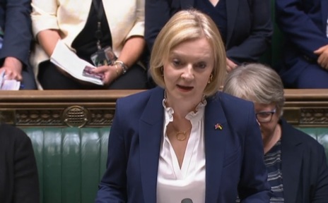 Prime minister Liz Truss during PMQs. Credit: Parliament TV